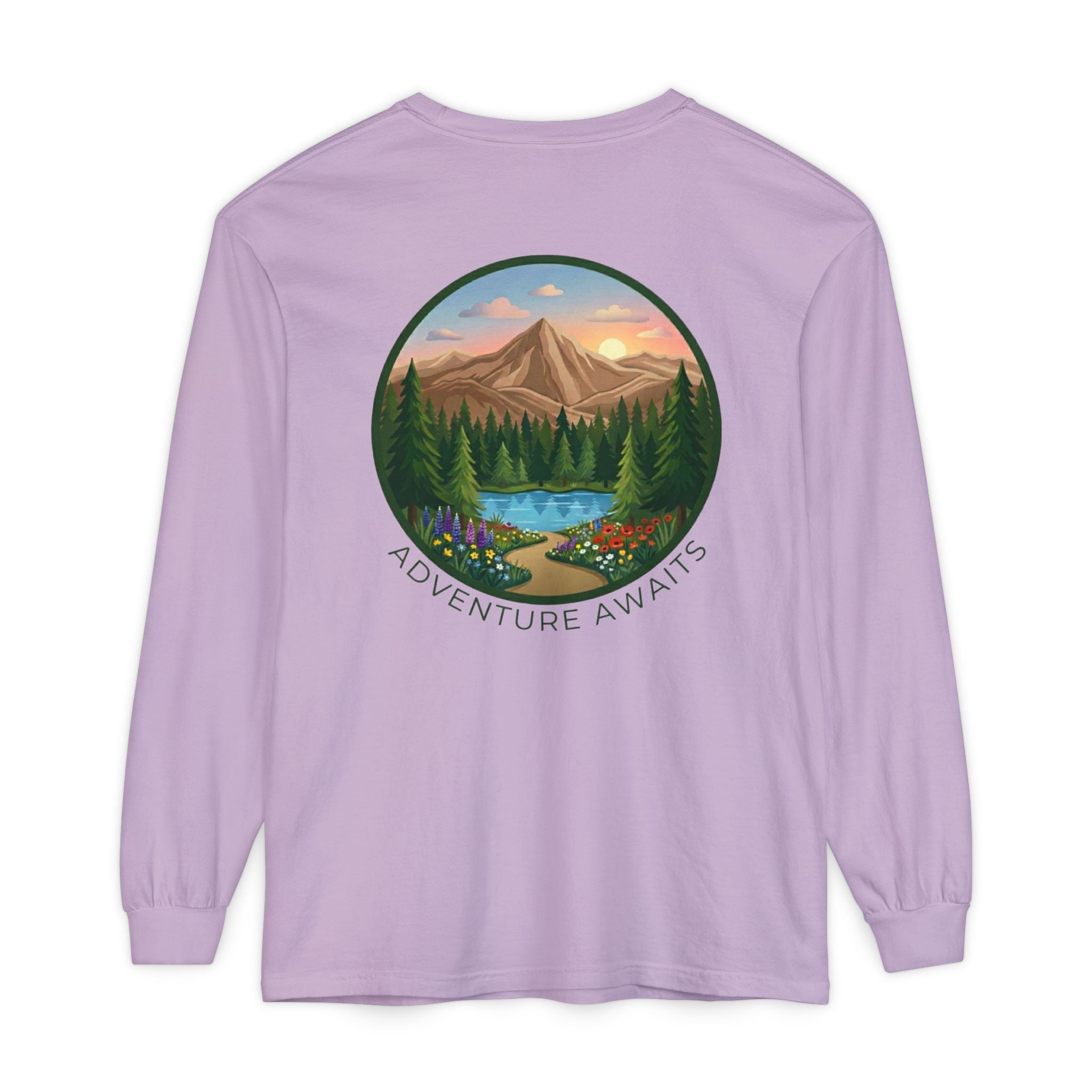 Adventure Awaits Mountain Landscape Long Sleeve Tee