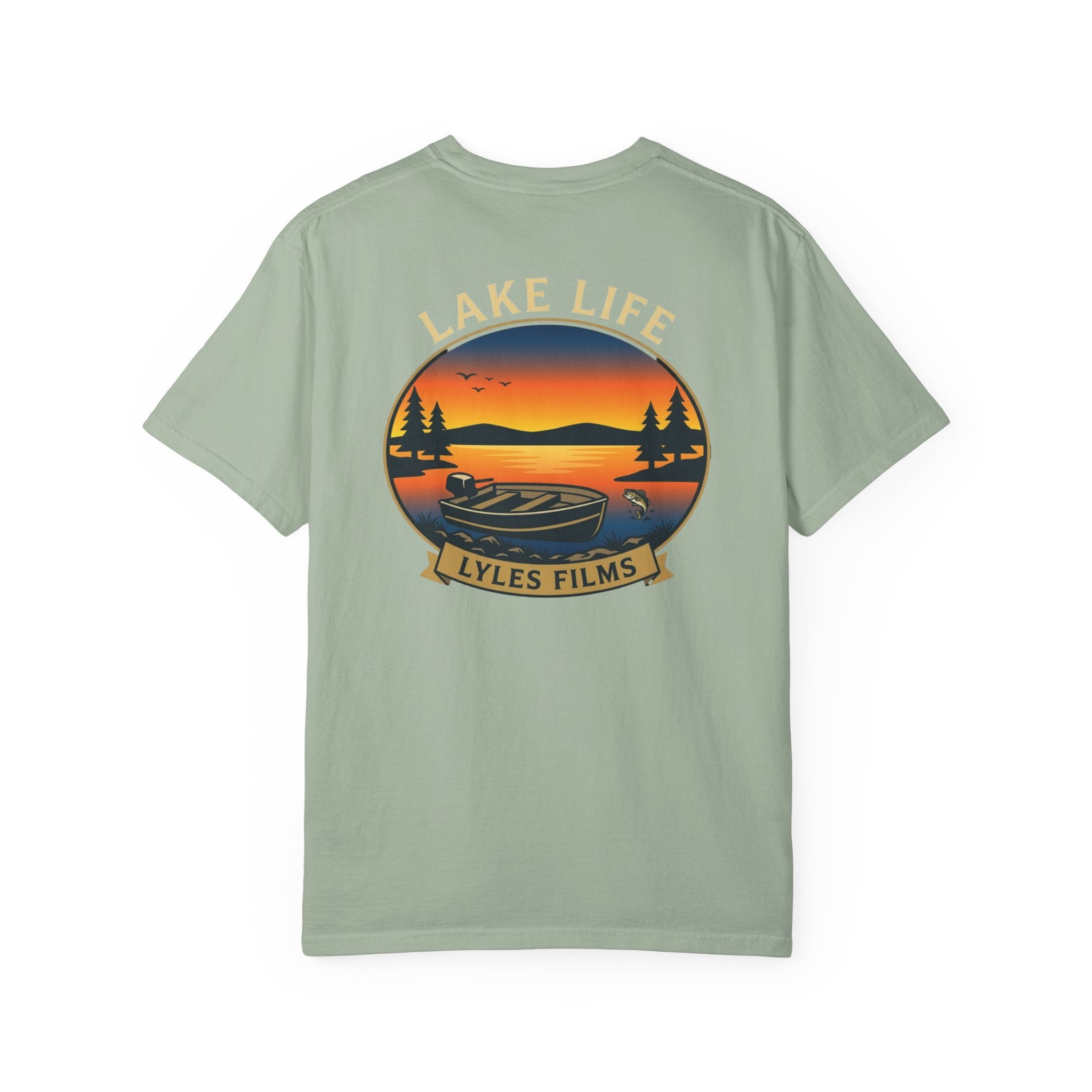 Lake Life T-Shirt — "Lyles Films" Sunset Boat Graphic
