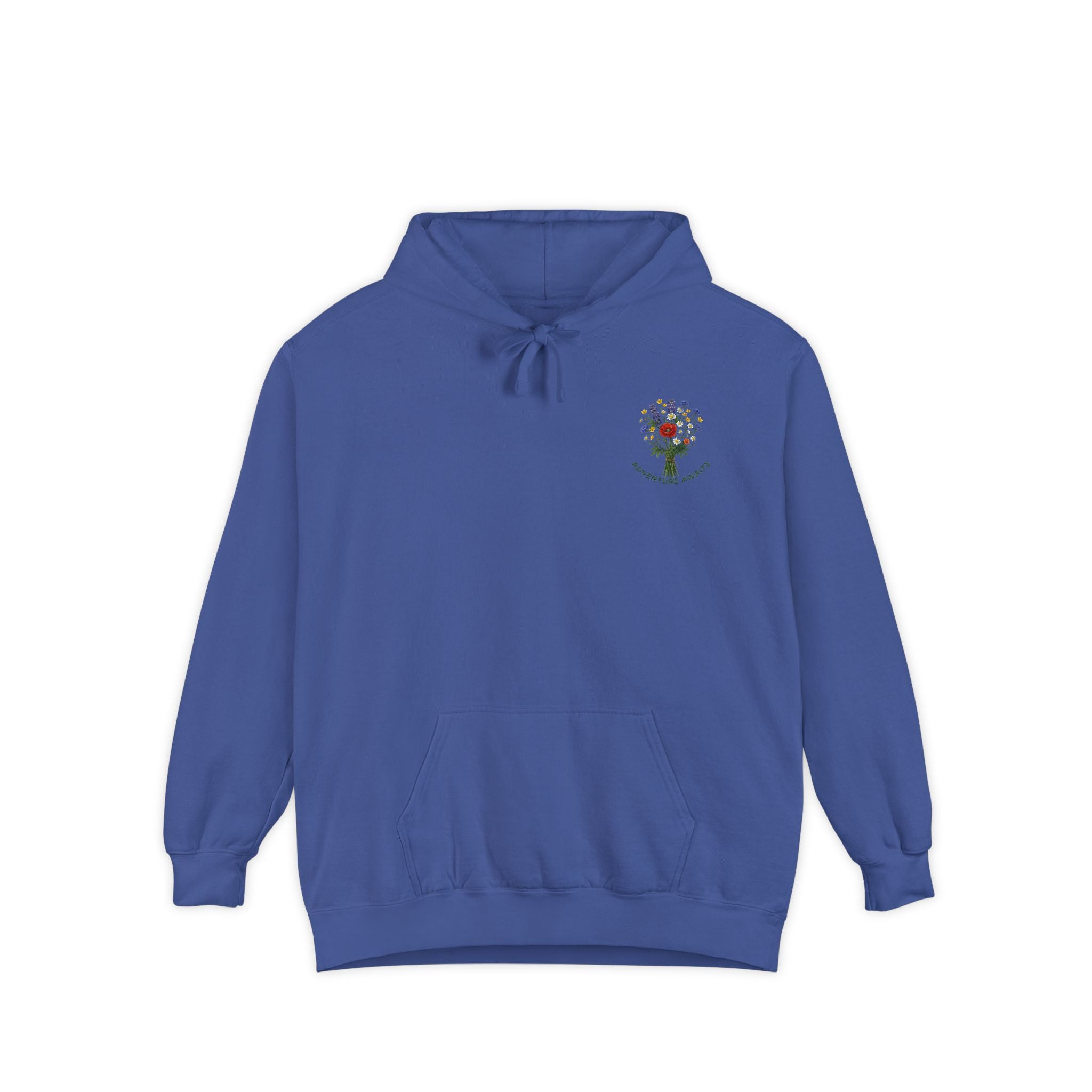 Adventure Awaits Hoodie — Mountain Landscape Graphic Hoodie