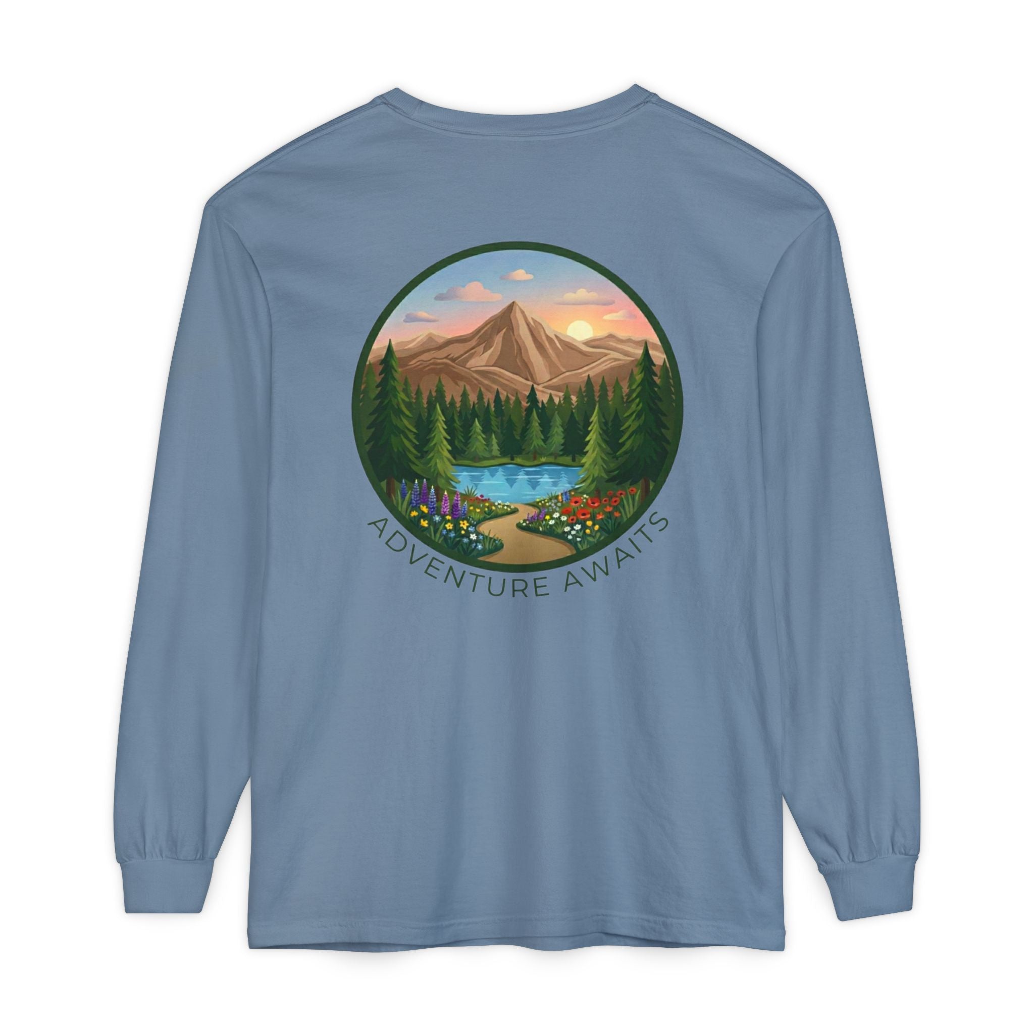 Adventure Awaits Mountain Landscape Long Sleeve Tee