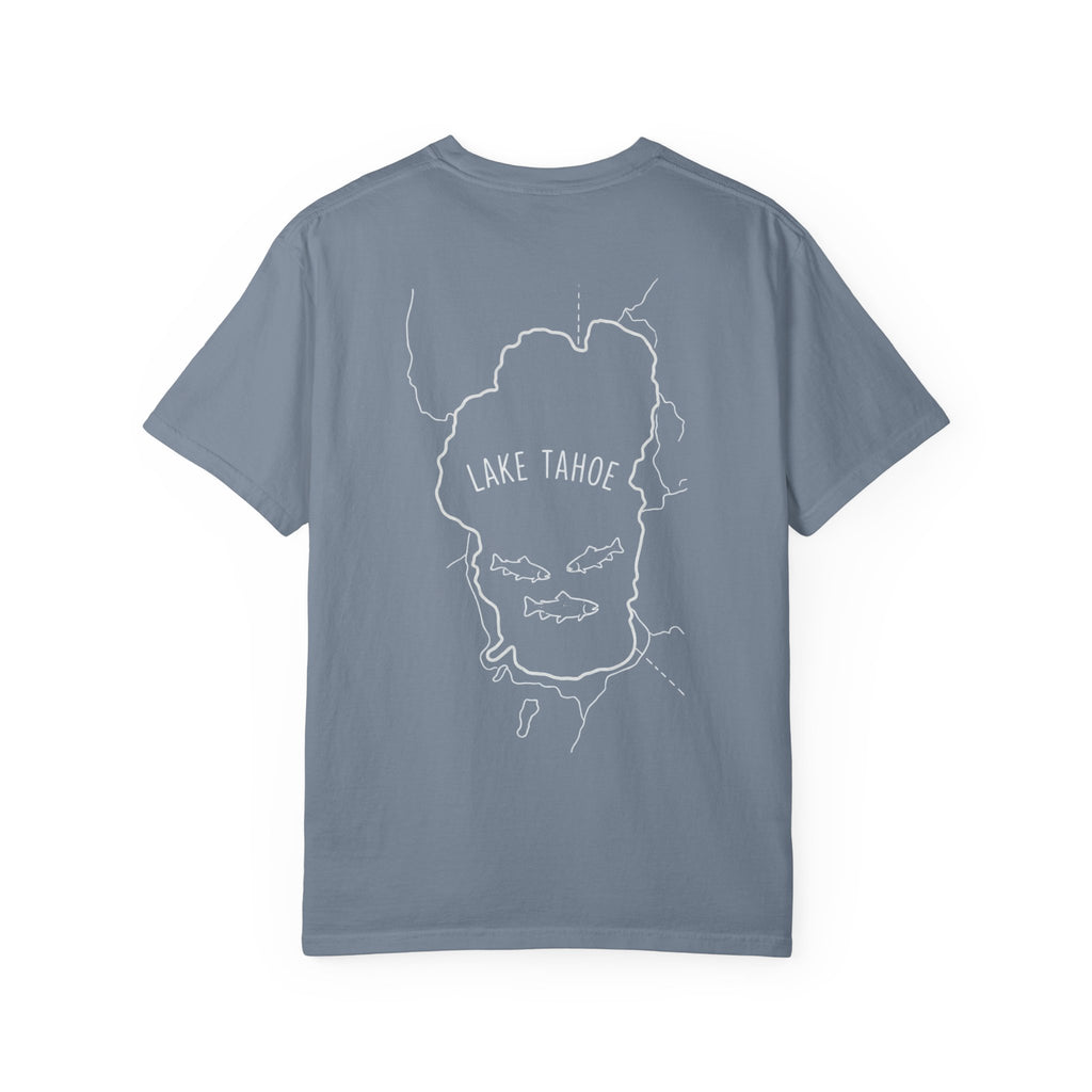Lake Tahoe Outline Tee — Minimalist Garment-Dyed T-Shirt