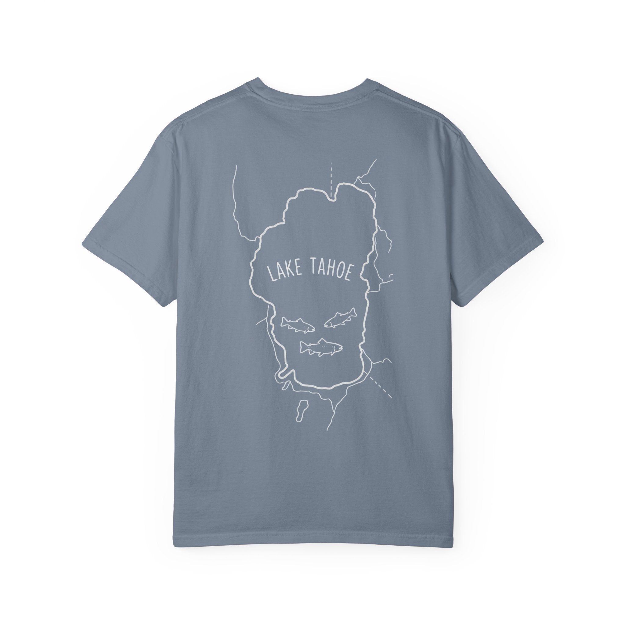 Lake Tahoe Outline Tee — Minimalist Garment-Dyed T-Shirt