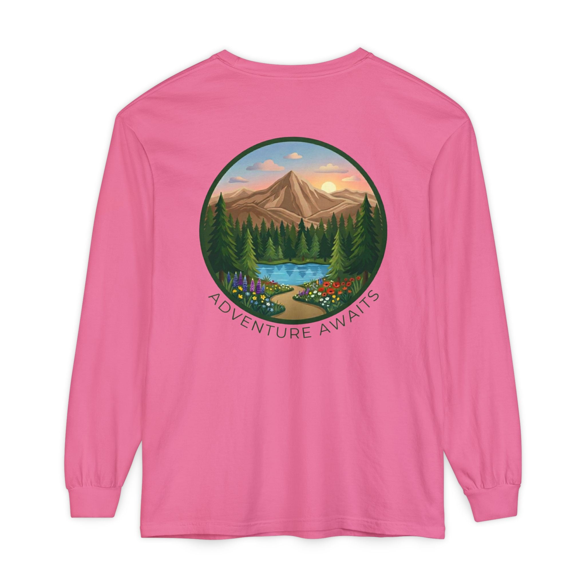 Adventure Awaits Mountain Landscape Long Sleeve Tee