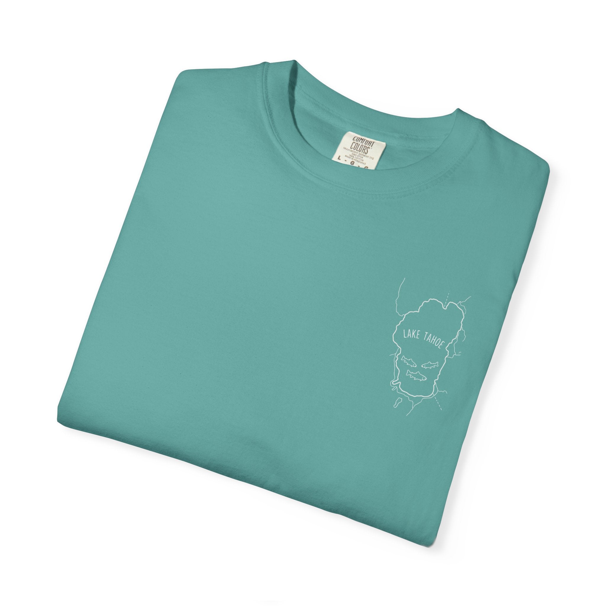 Lake Tahoe Outline Tee — Minimalist Garment-Dyed T-Shirt