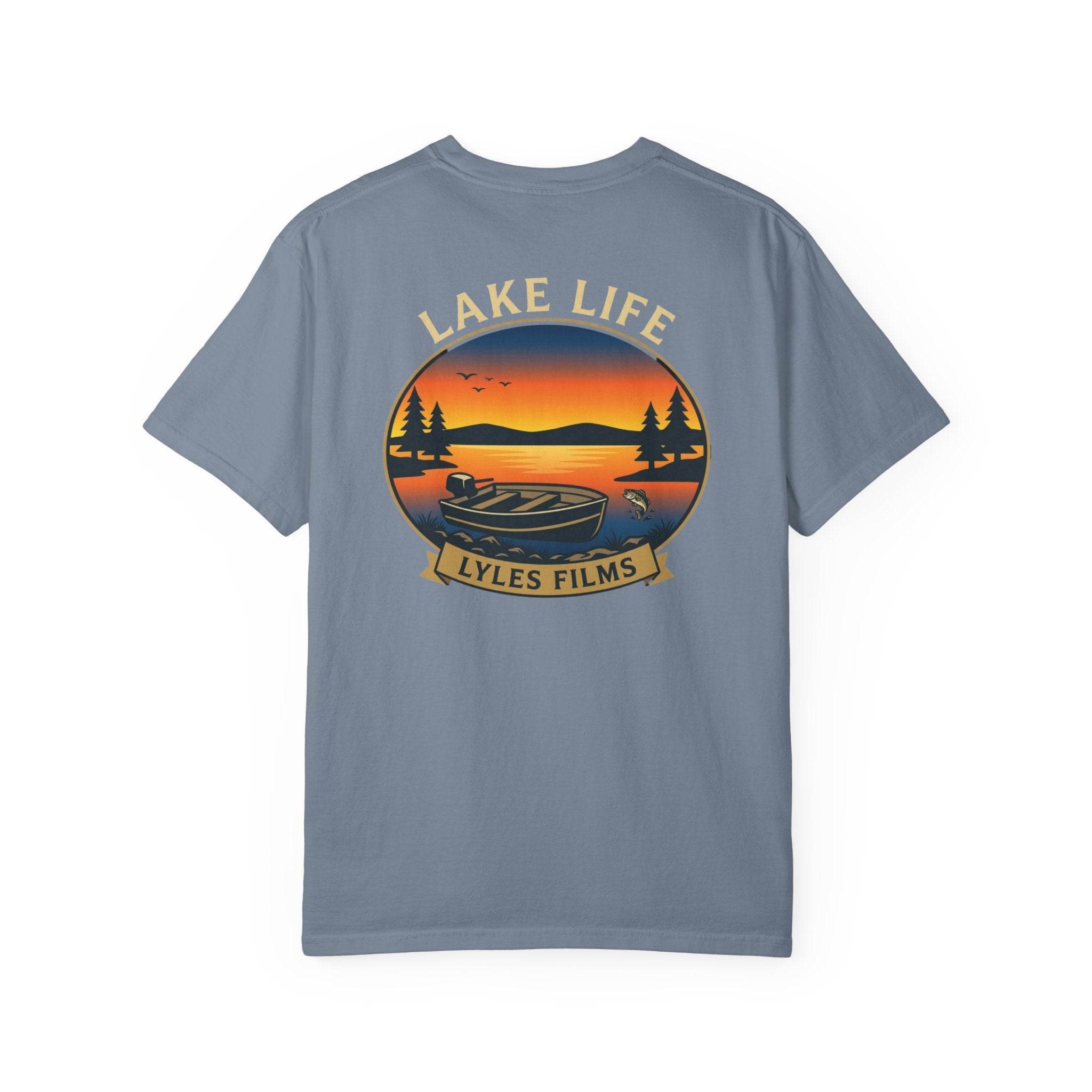 Lake Life T-Shirt — "Lyles Films" Sunset Boat Graphic