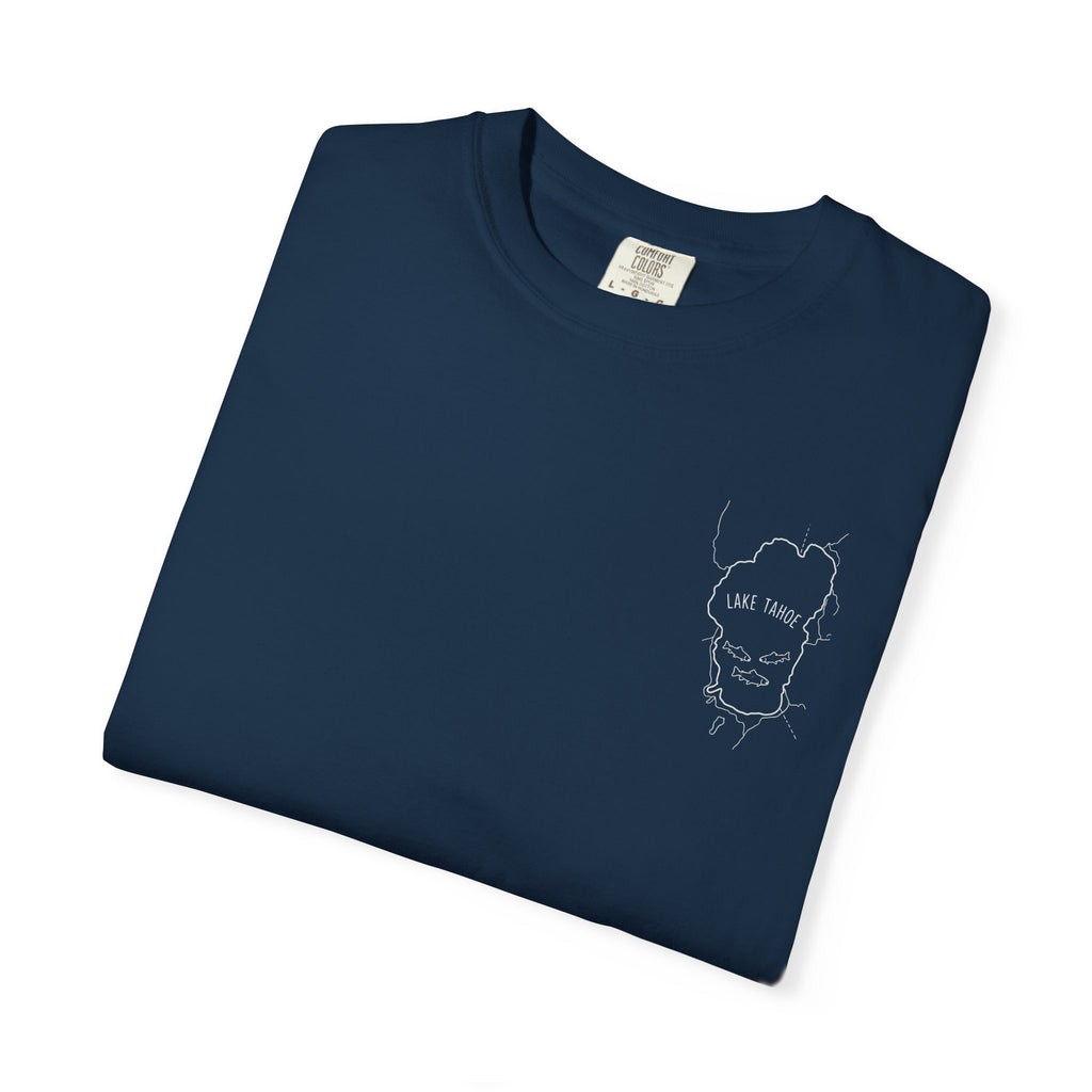 Lake Tahoe Outline Tee — Minimalist Garment-Dyed T-Shirt