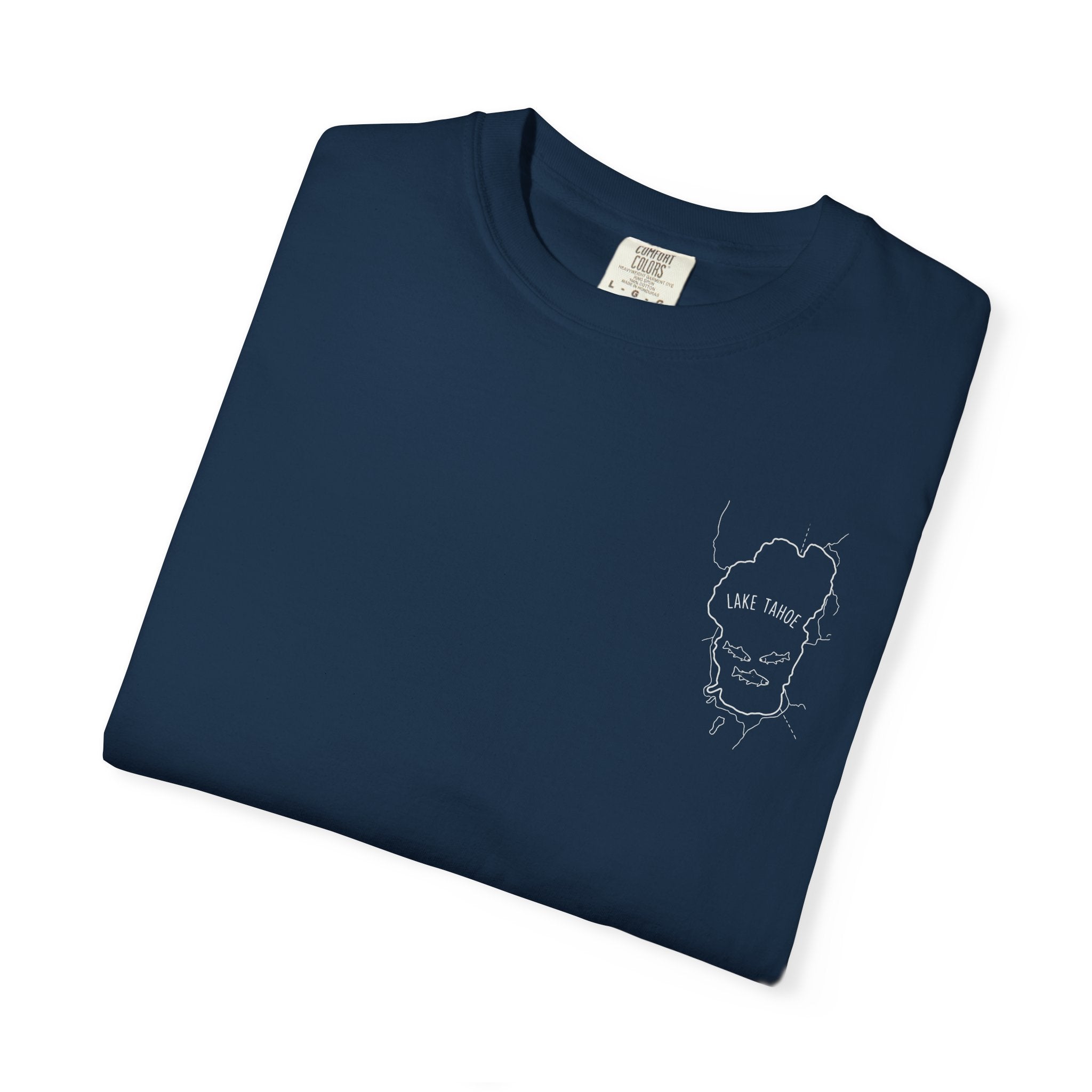 Lake Tahoe Outline Tee — Minimalist Garment-Dyed T-Shirt