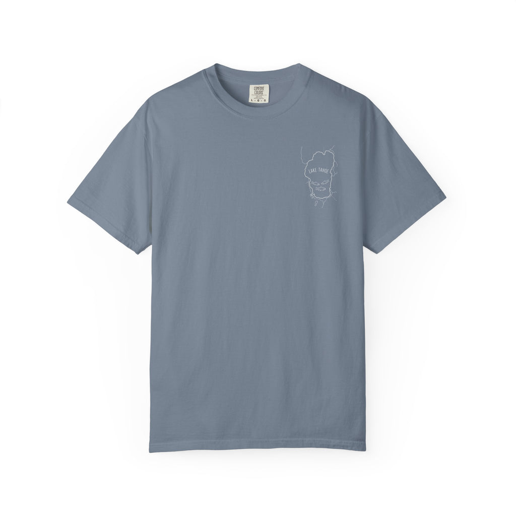 Lake Tahoe Outline Tee — Minimalist Garment-Dyed T-Shirt
