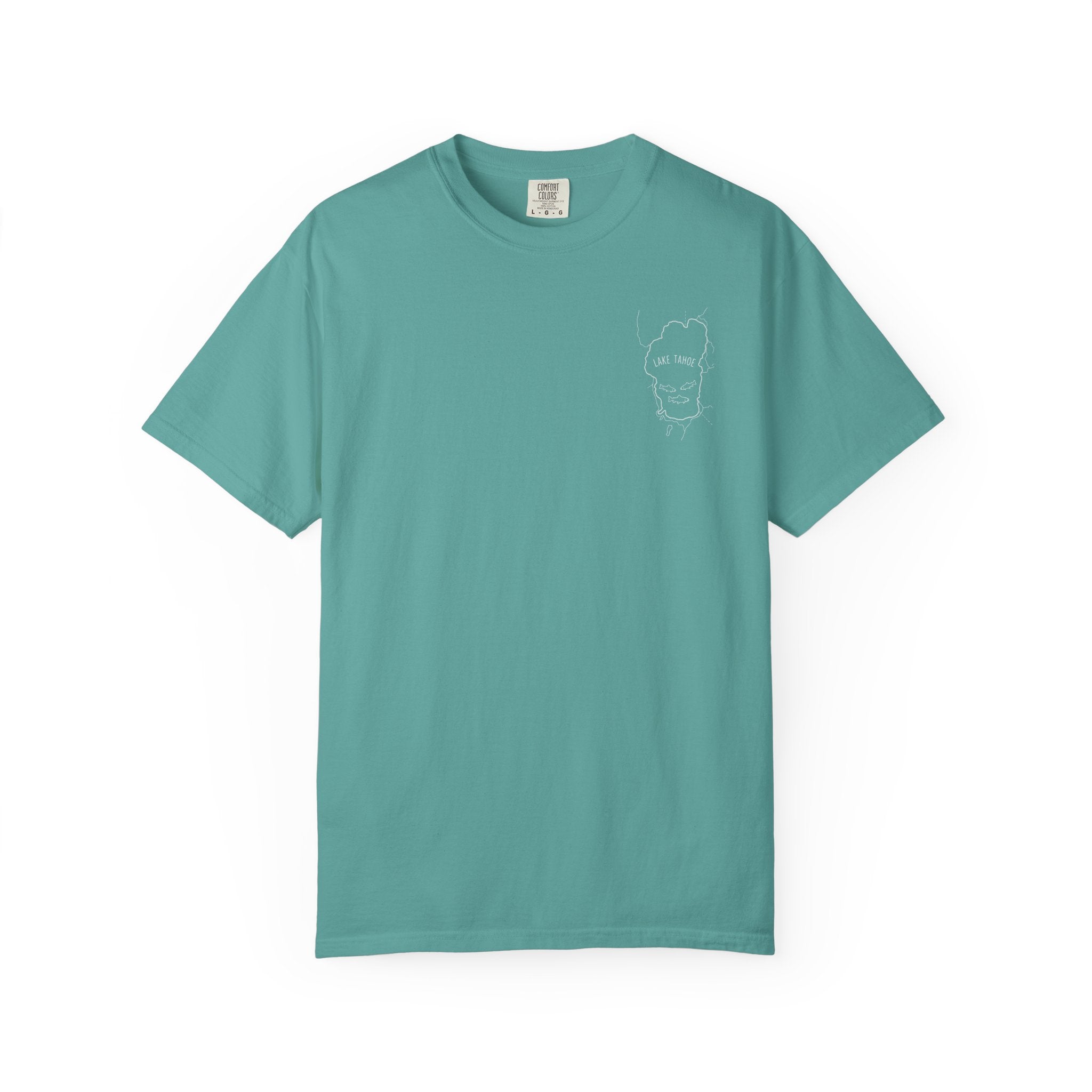 Lake Tahoe Outline Tee — Minimalist Garment-Dyed T-Shirt