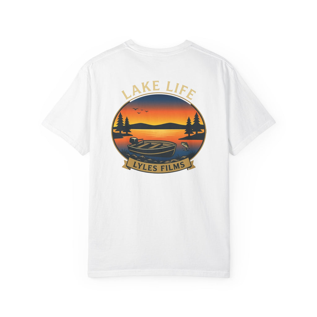 Lake Life T-Shirt — "Lyles Films" Sunset Boat Graphic