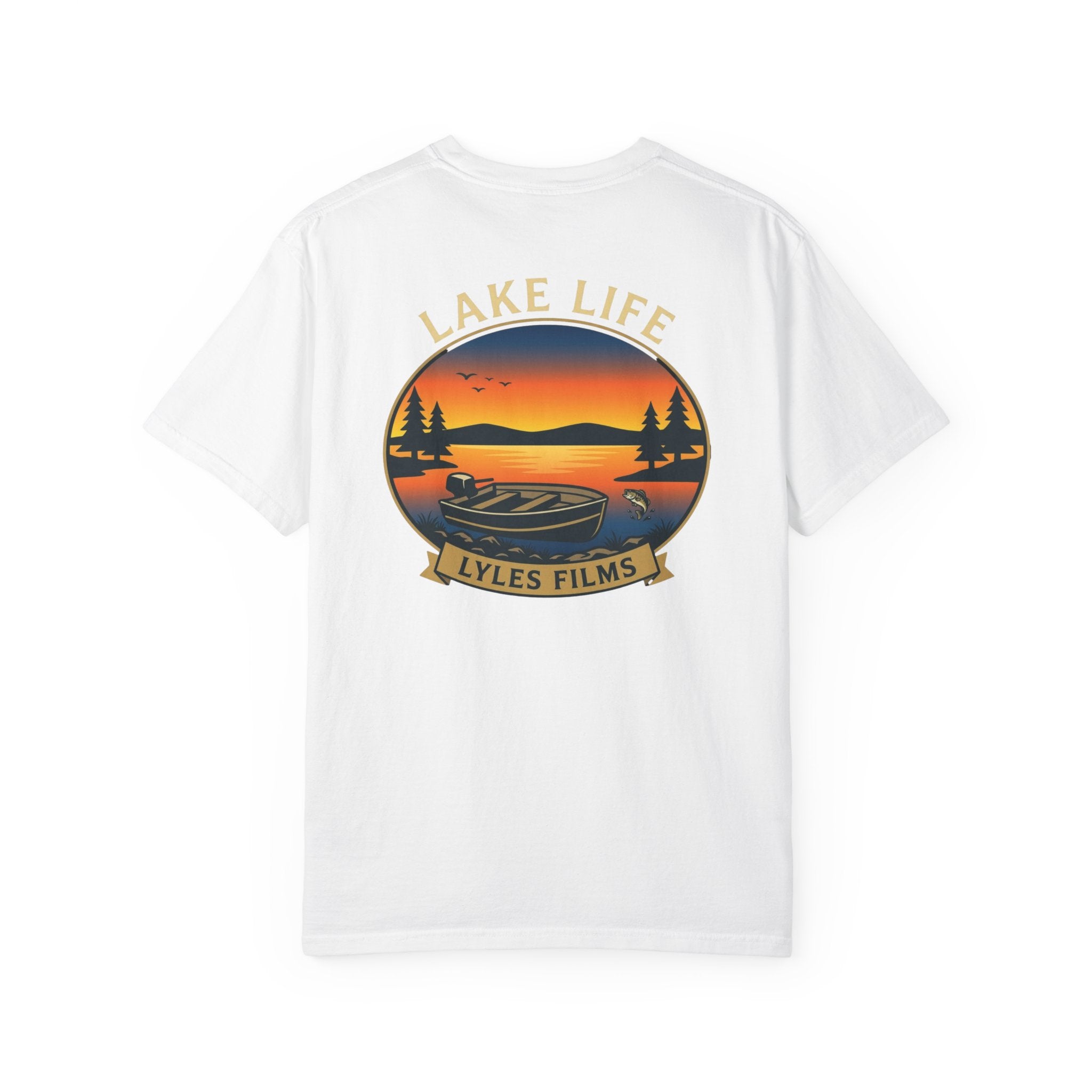Lake Life T-Shirt — "Lyles Films" Sunset Boat Graphic