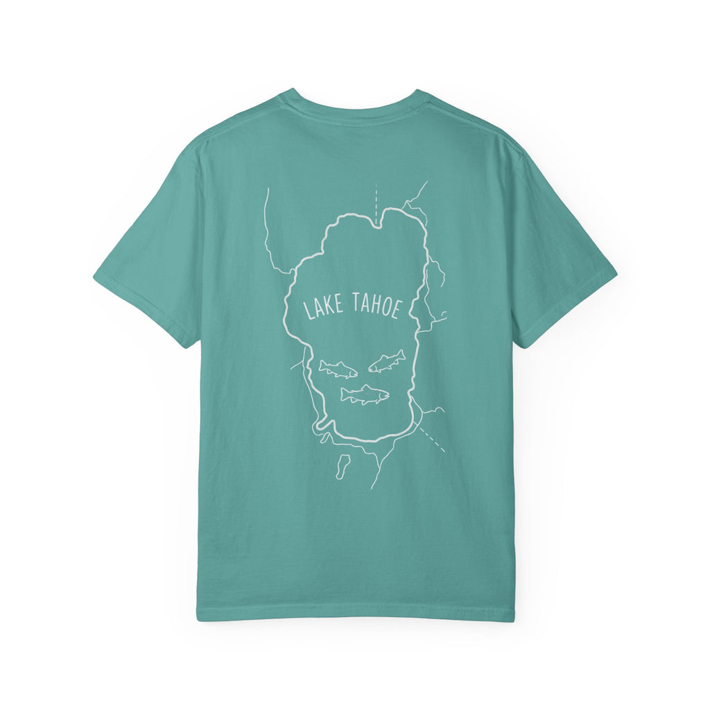 Lake Tahoe Outline Tee — Minimalist Garment-Dyed T-Shirt