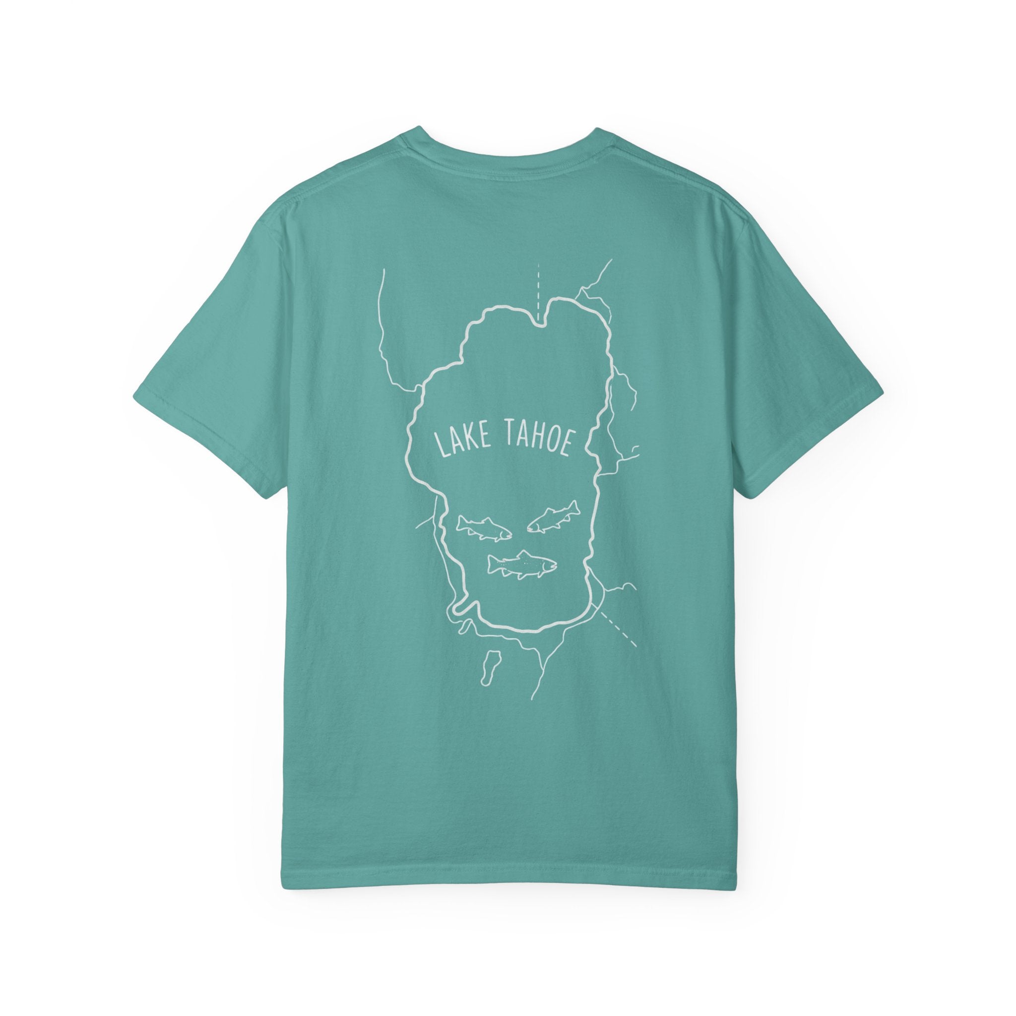 Lake Tahoe Outline Tee — Minimalist Garment-Dyed T-Shirt
