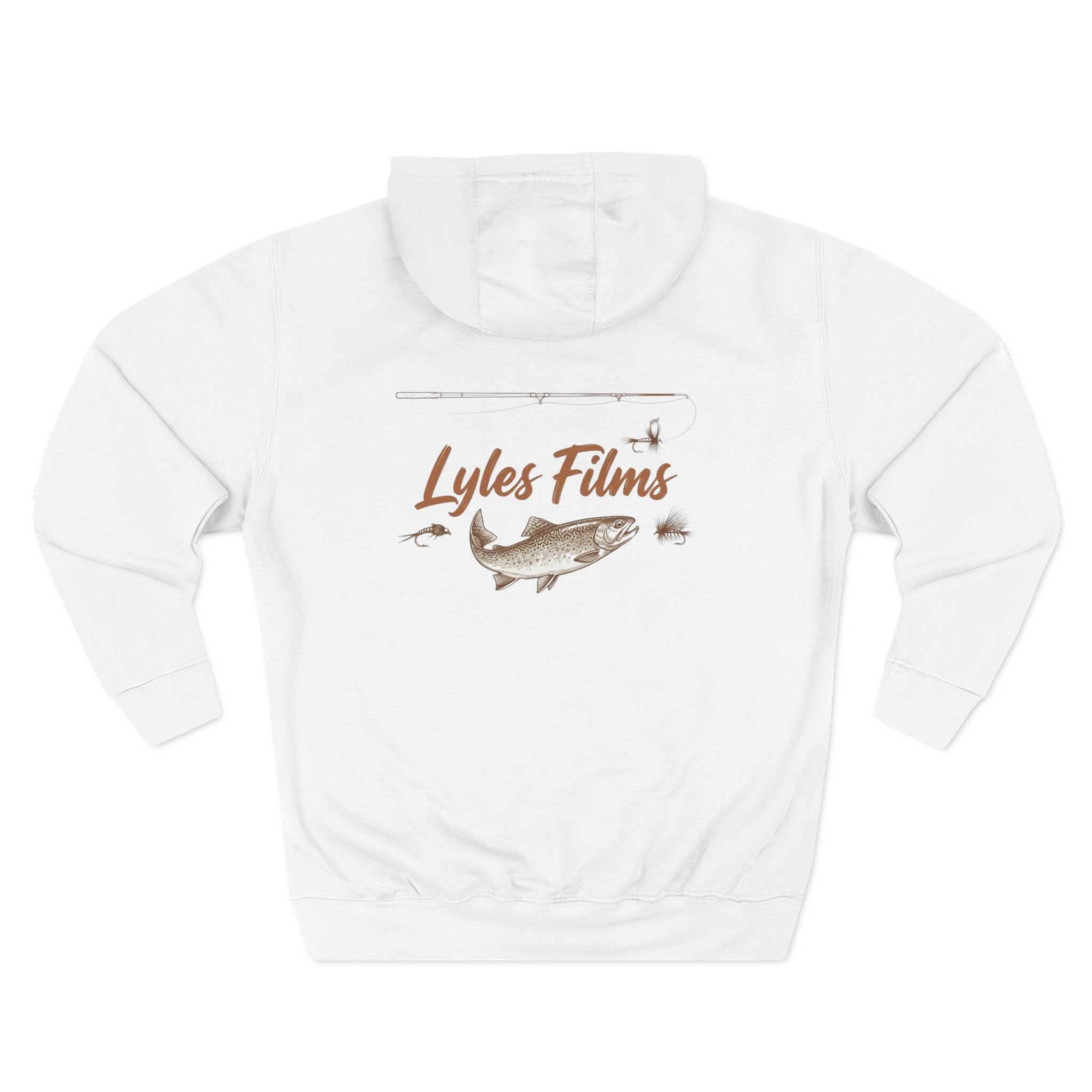 Lyles Films Fishing Hoodie — Vintage Trout Logo Fleece Pullover
