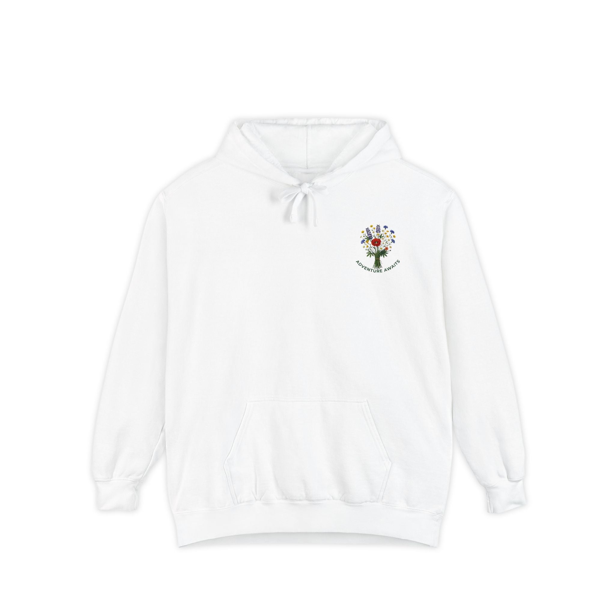 Adventure Awaits Hoodie — Mountain Landscape Graphic Hoodie