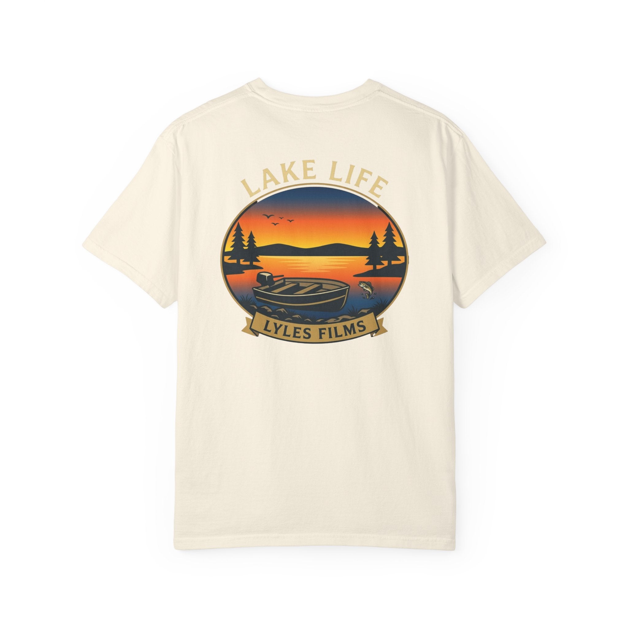 Lake Life T-Shirt — "Lyles Films" Sunset Boat Graphic